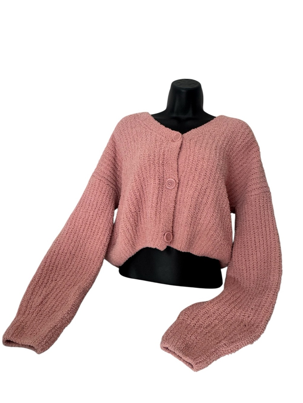 Dusty Rose Cropped Button Cardigan